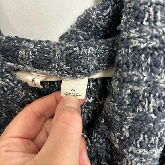 Anthropologie Moth Navy Blue White Striped Poncho Oversized Sweater Medium/Large - Picture 5 of 8